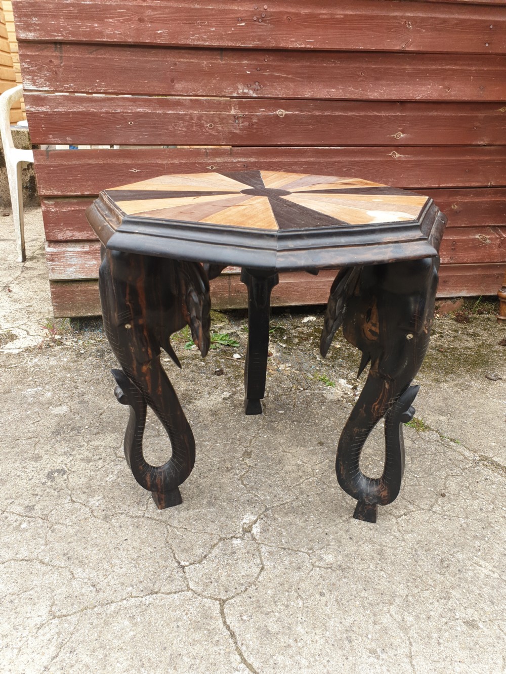 Specimen wood carved Elephant table View II