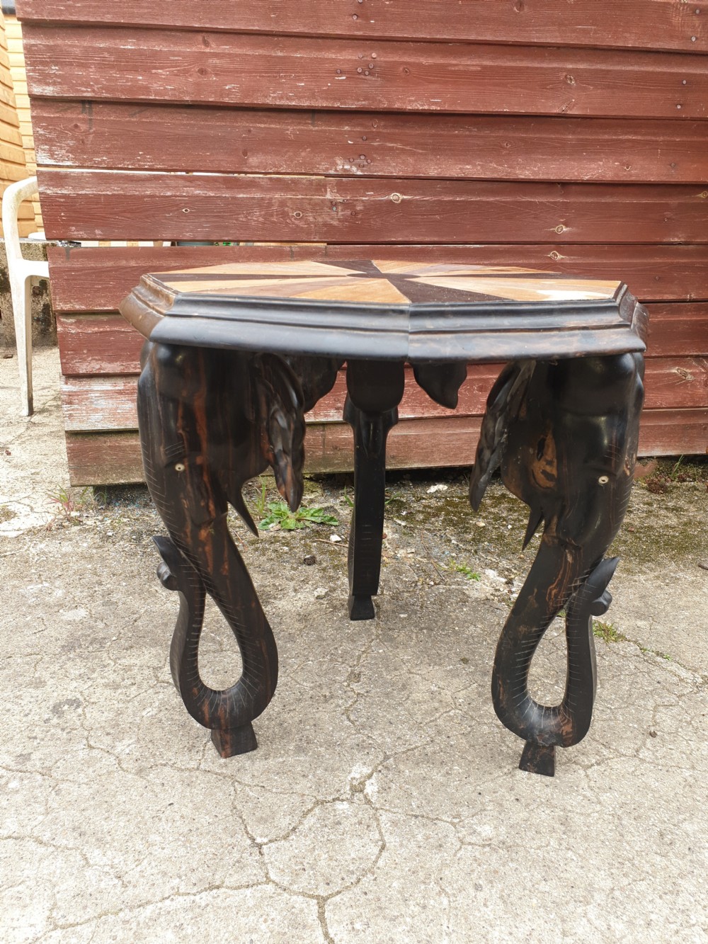 Specimen wood carved Elephant table View III