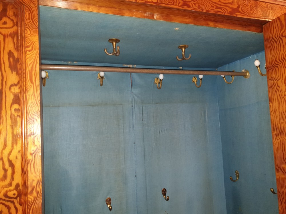 Good quality Victorian pitch pine hall wardrobe.  View III
