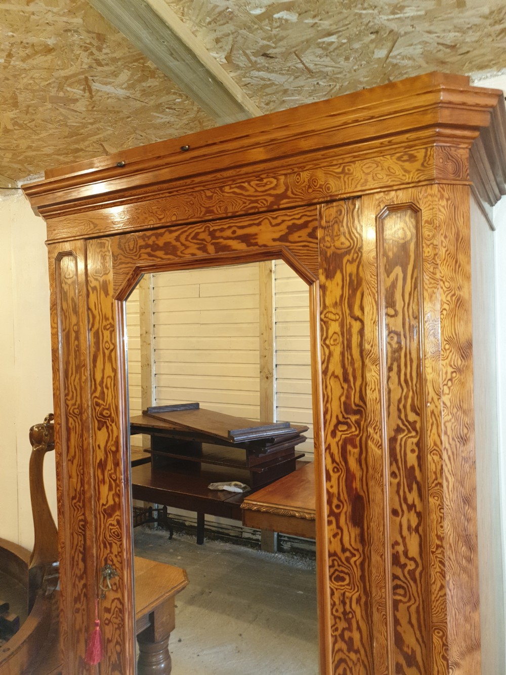 Good quality Victorian pitch pine hall wardrobe.  View VII