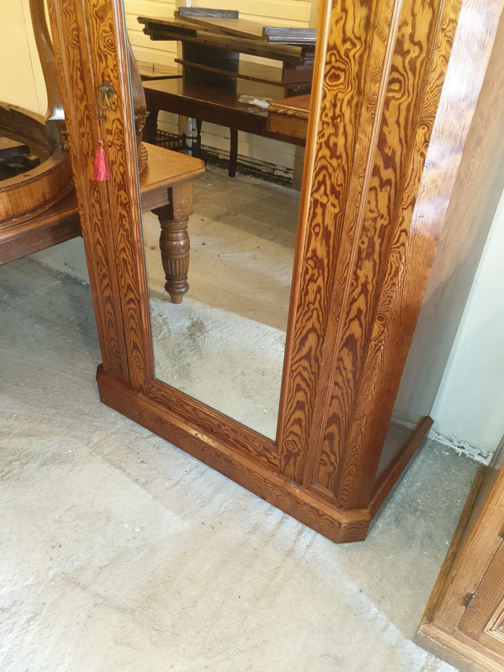 Good quality Victorian pitch pine hall wardrobe.  View VIII