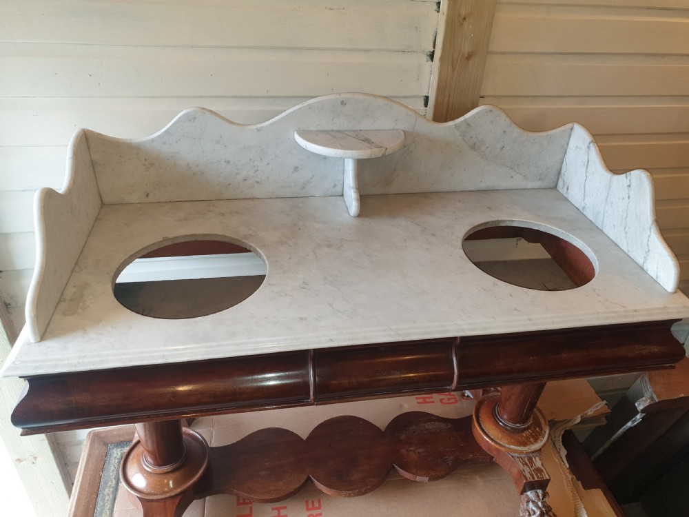 Mid Victorian double basin marble top washstand.  View III