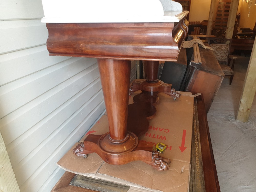 Mid Victorian double basin marble top washstand.  View V
