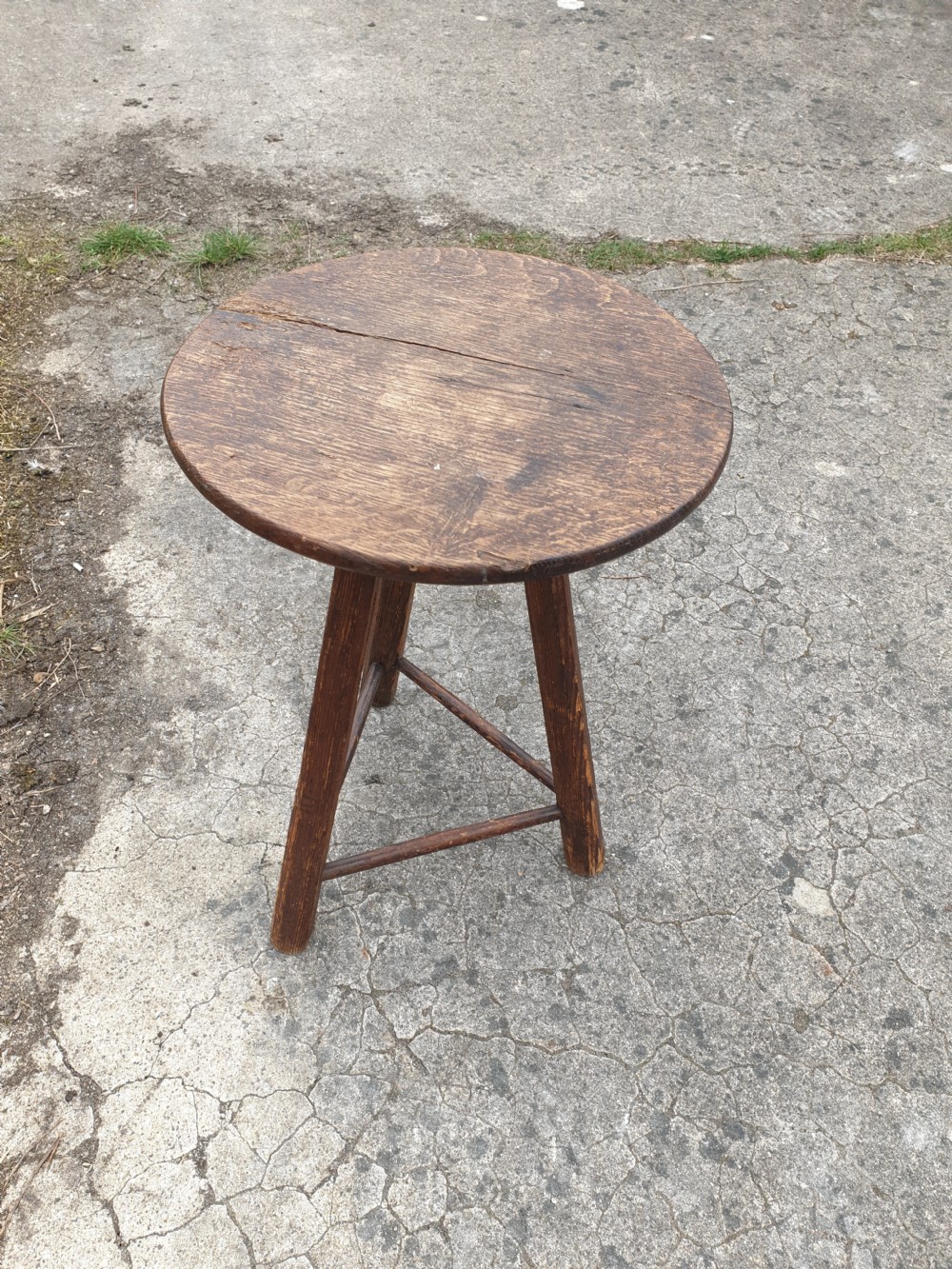 Small 19th century oak and pine cricket table.  View II