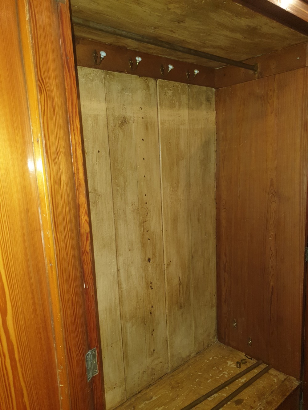 Victorian decorated pine wardrobe  View III