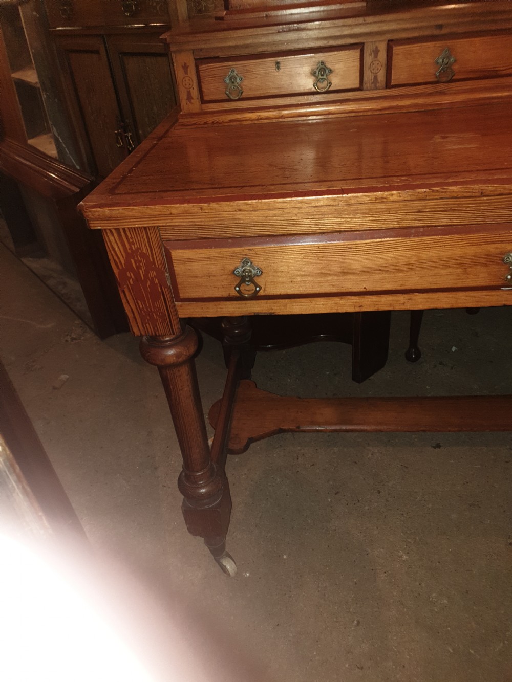 Victorian decorated pine dressing table  View III