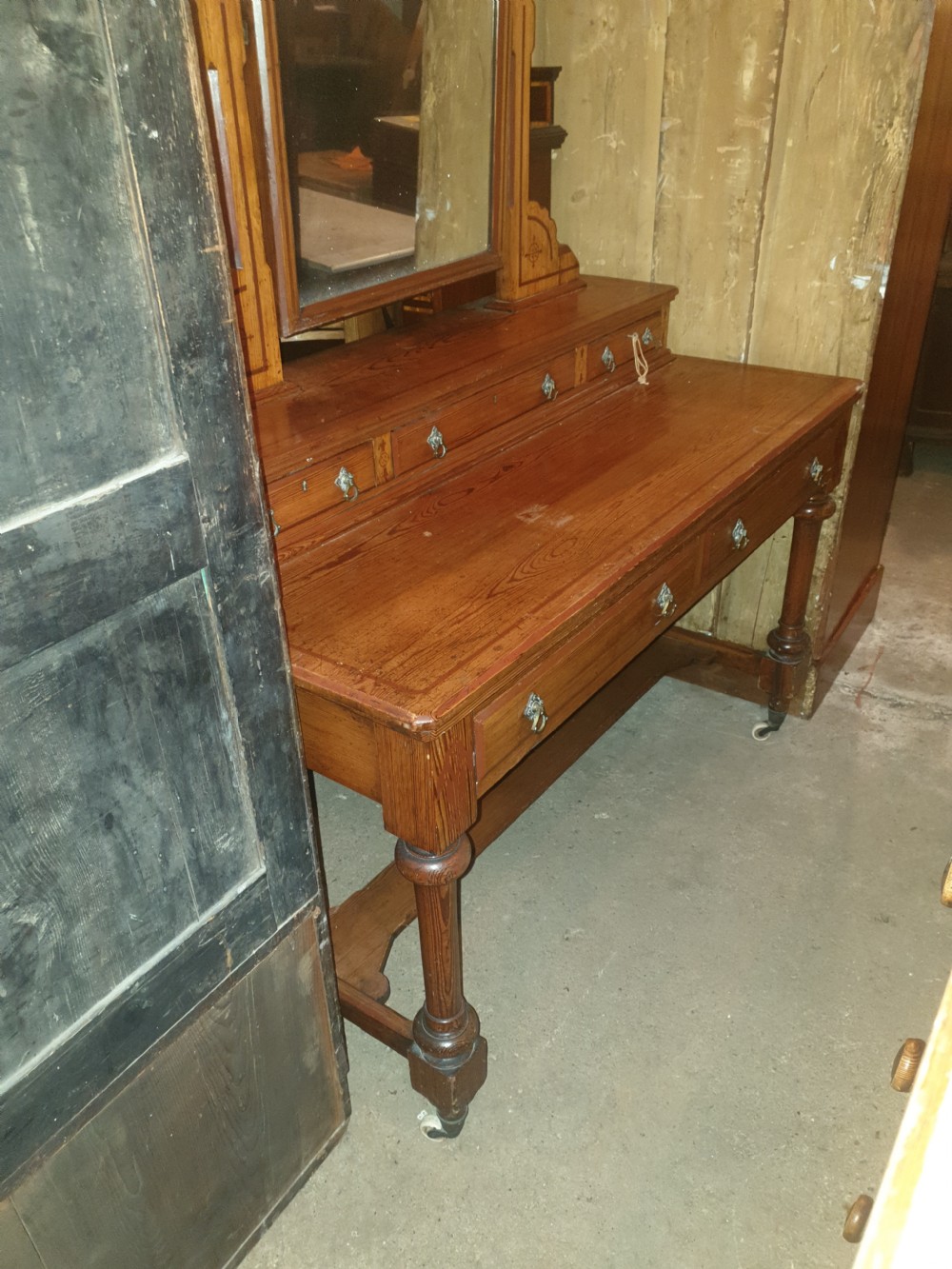 Victorian decorated pine dressing table  View VI