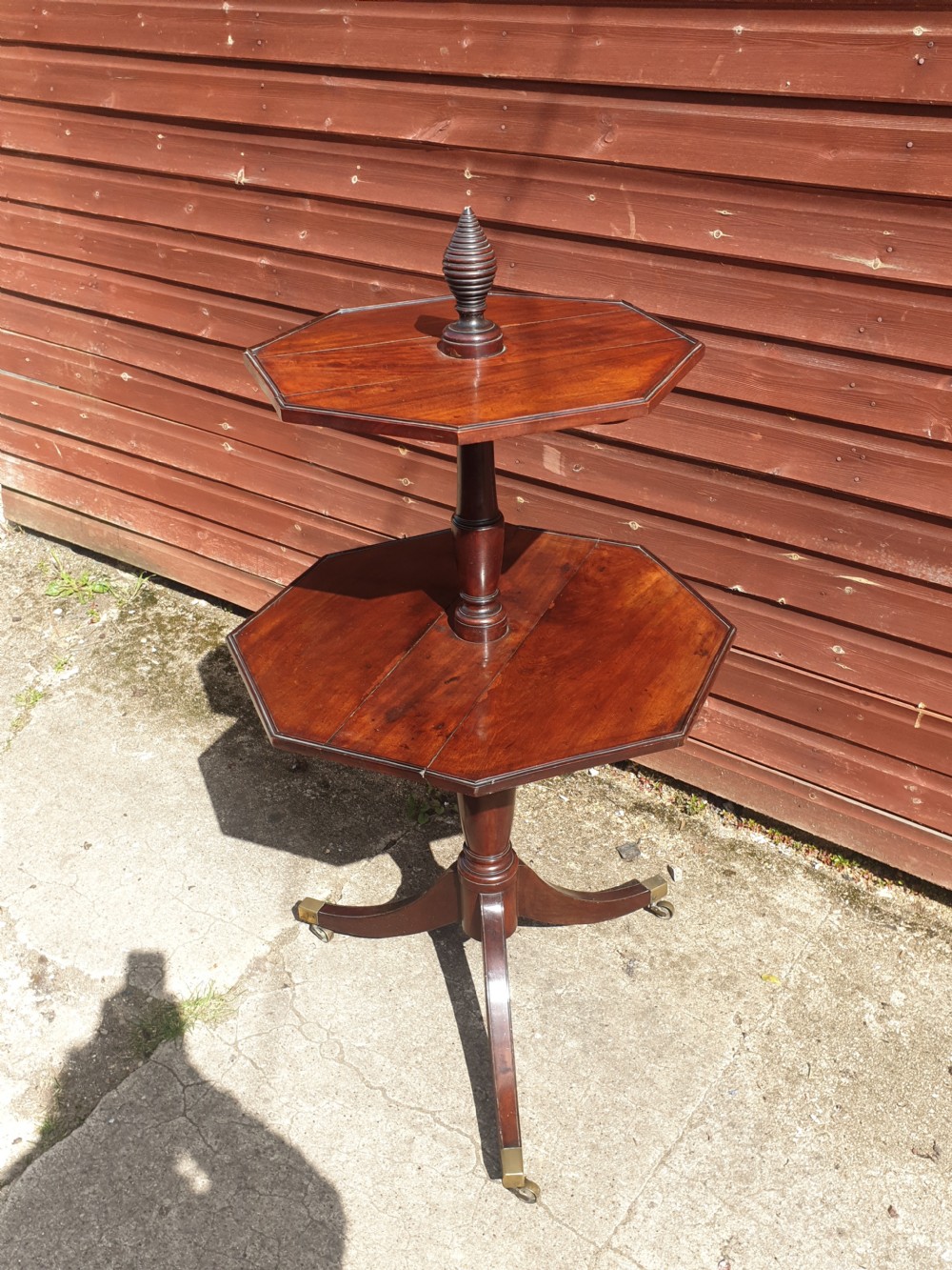 Early 19th century mahogany 2 tier drop flap dumb waiter.  View IV