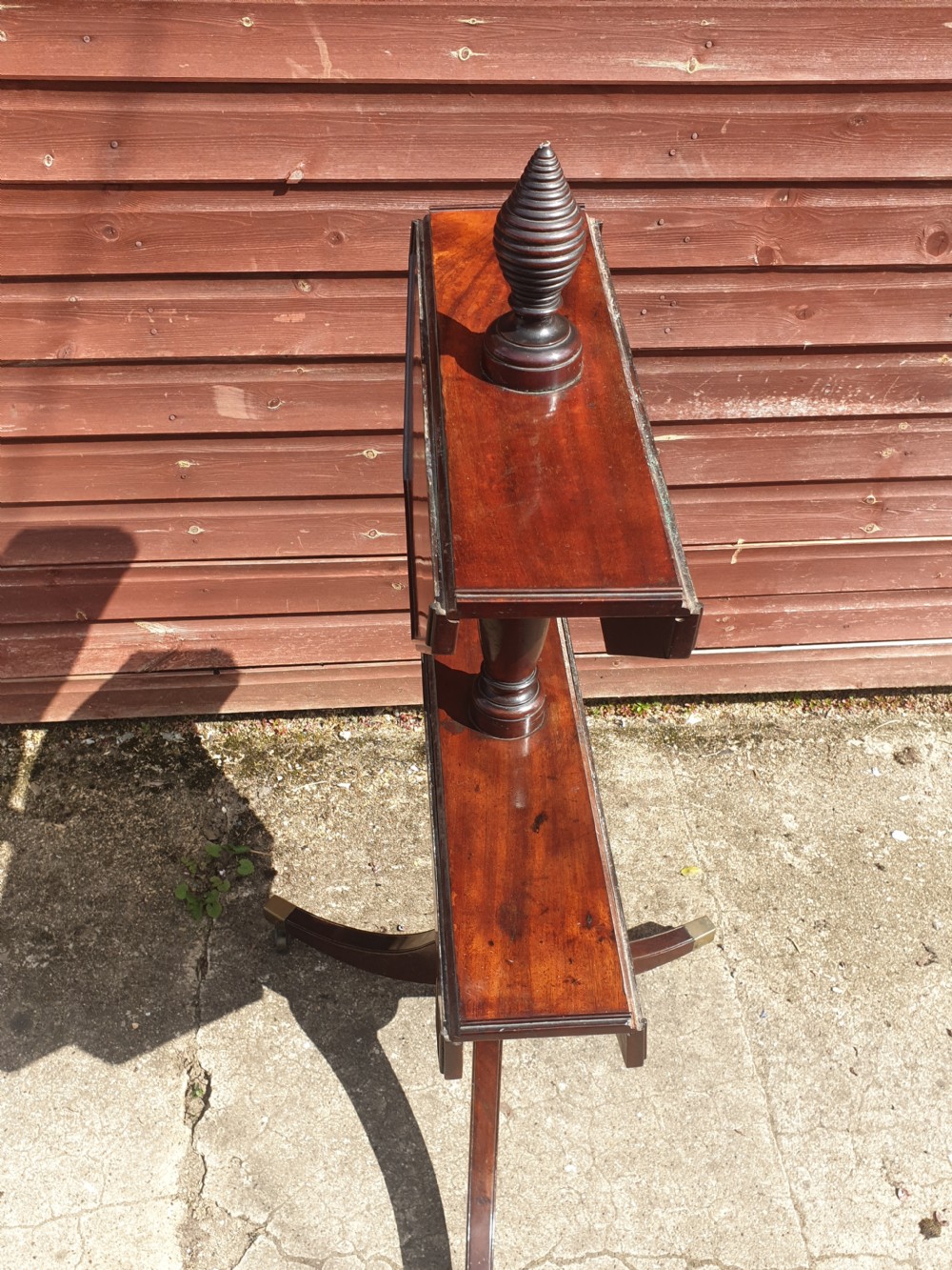 Early 19th century mahogany 2 tier drop flap dumb waiter.  View V