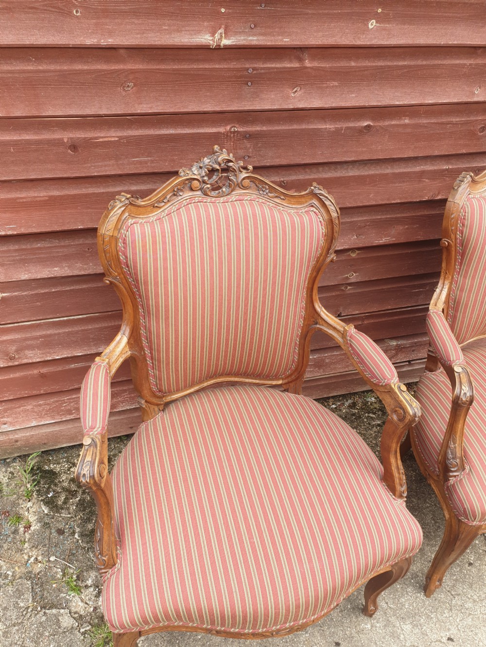 Pair of French carved walnut fauteuil  View IV
