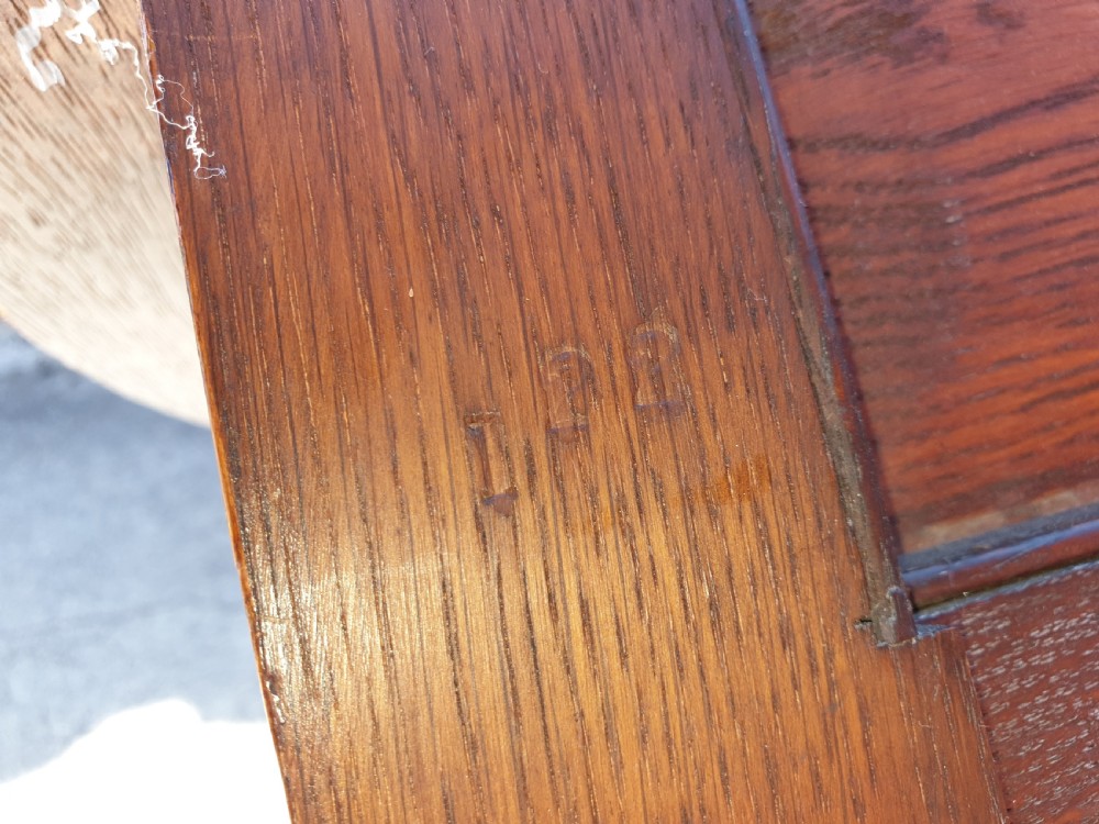 Edwardian oak carved panelled hall seat View II