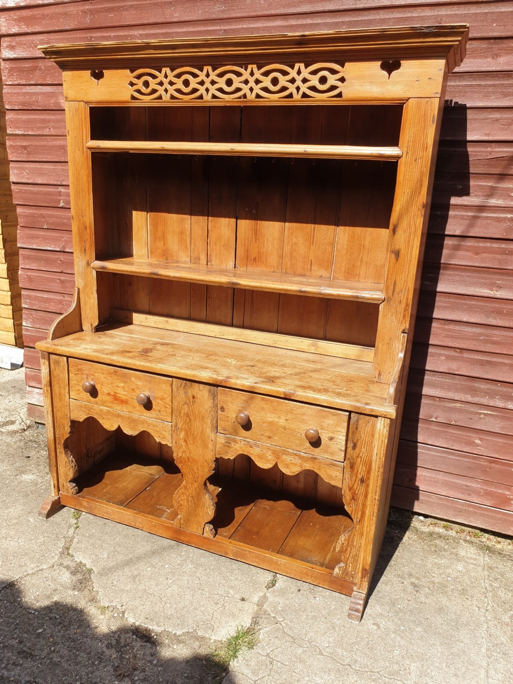 Irish 2 part pine dresser. 