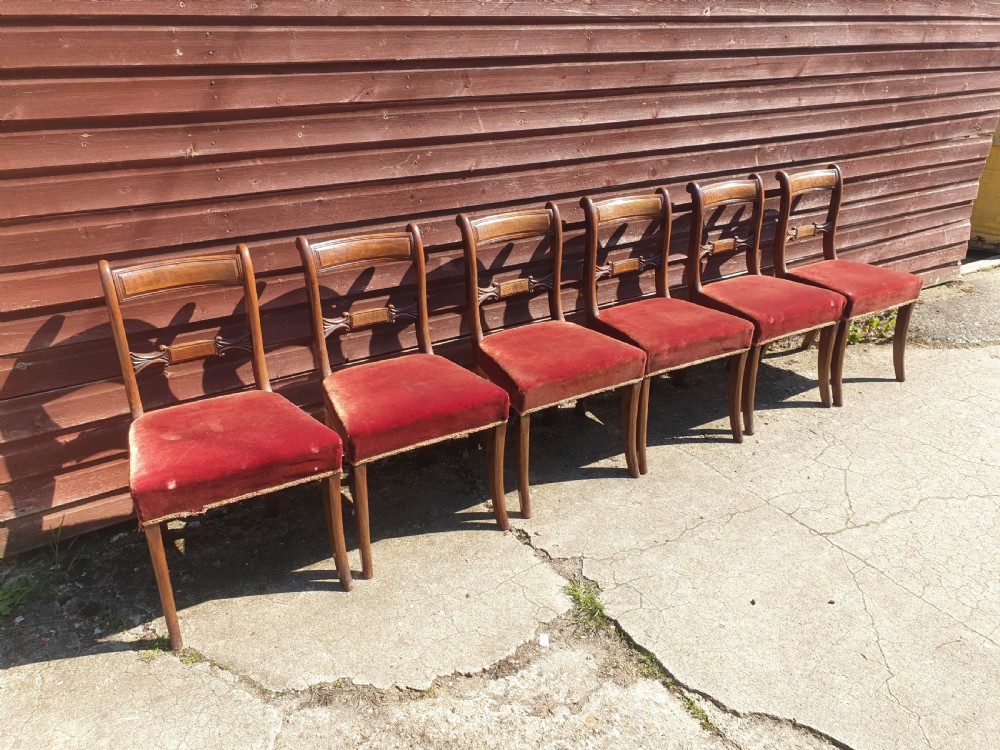 Set of 6 early Victorian mahogany dining chairs. 