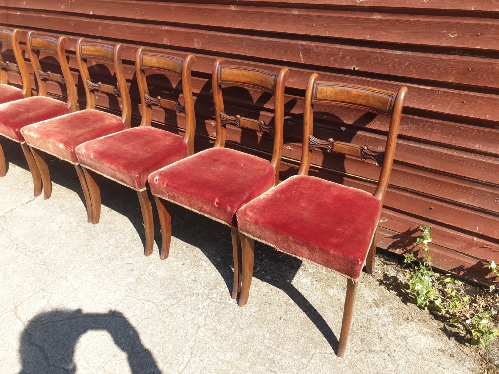 Set of 6 early Victorian mahogany dining chairs.  View IV