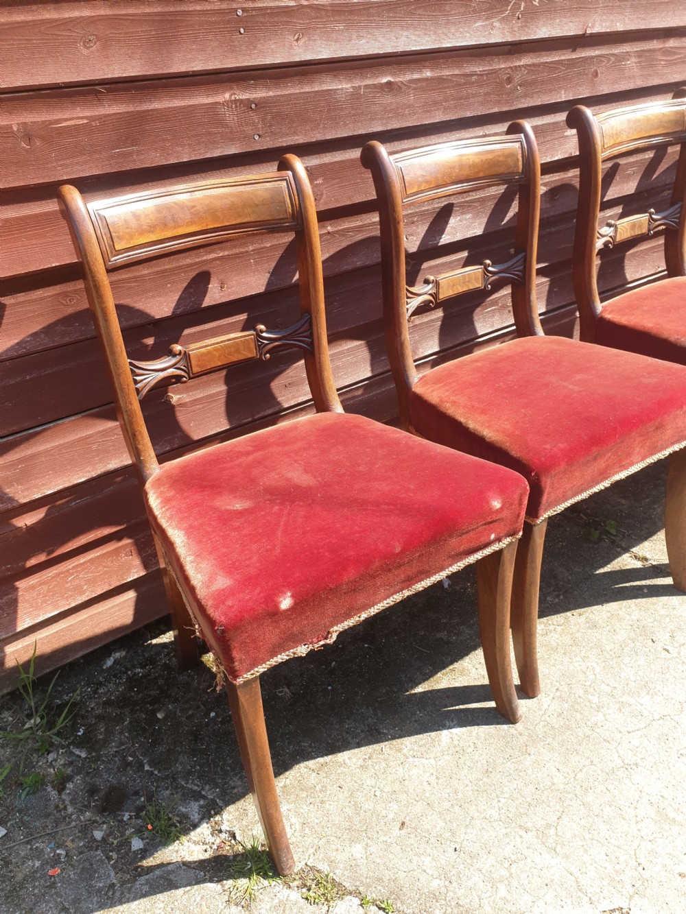 Set of 6 early Victorian mahogany dining chairs.  View V