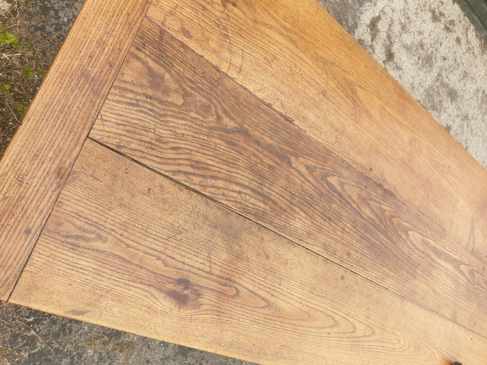 Large oak farmhouse kitchen dining table  View X