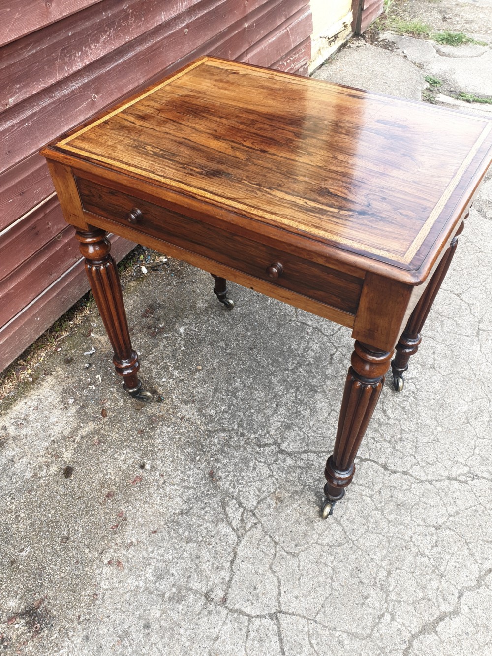 Early Victorian Inlaid Rosewood side table in the Gillows manner. View II