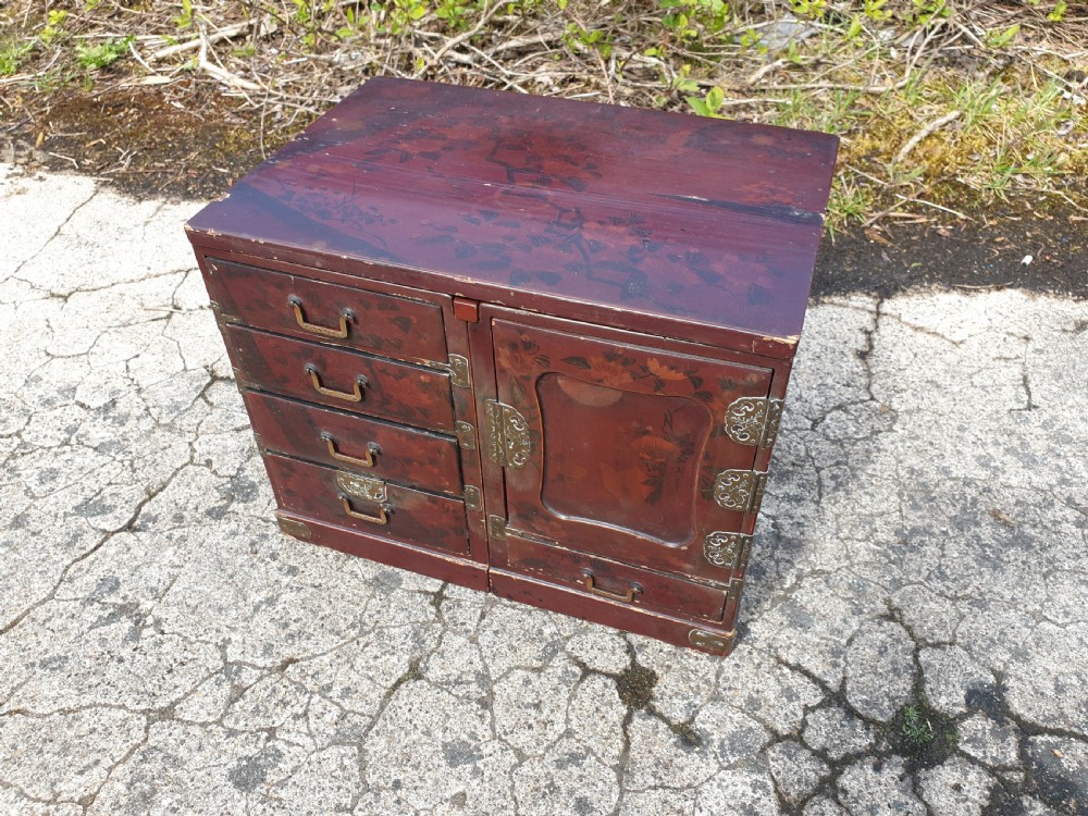 Japanese lacquered table top writing table. View II
