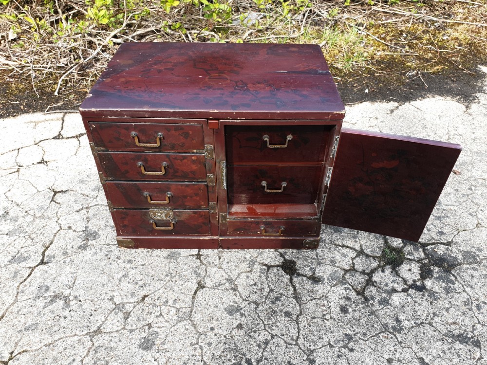 Japanese lacquered table top writing table. View III