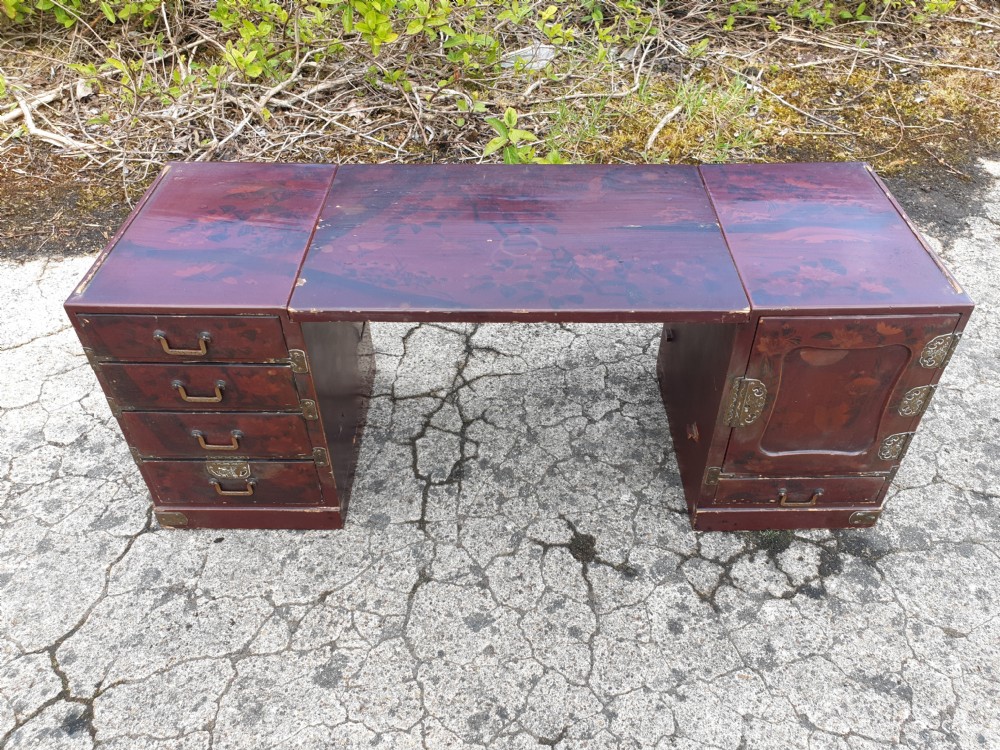 Japanese lacquered table top writing table.