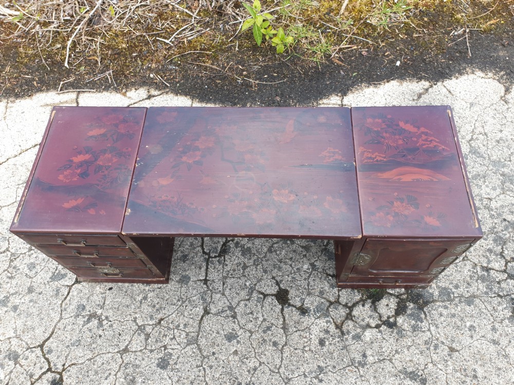 Japanese lacquered table top writing table. View VI