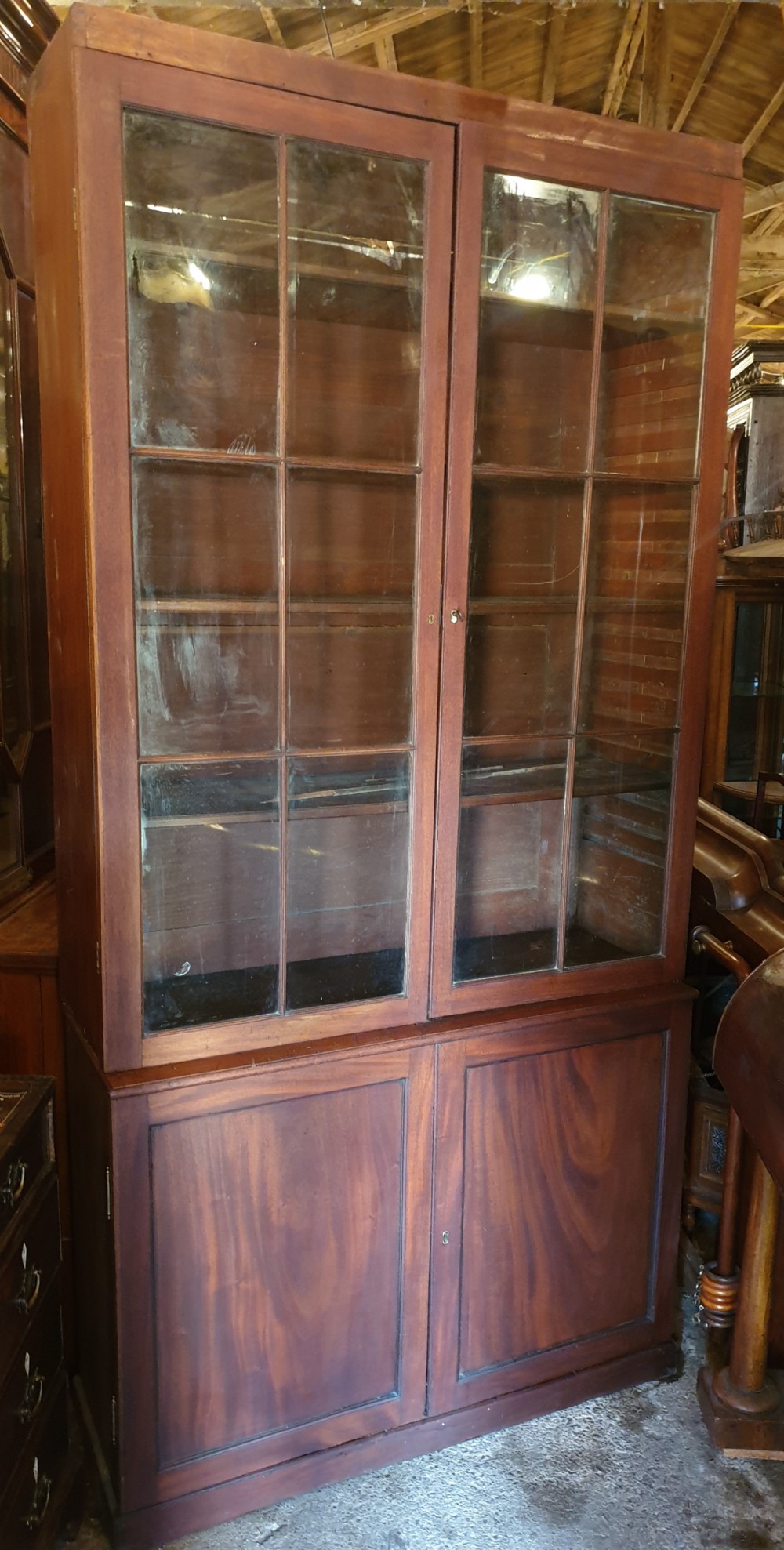 Late 18th century mahogany bookcase cabinet. 