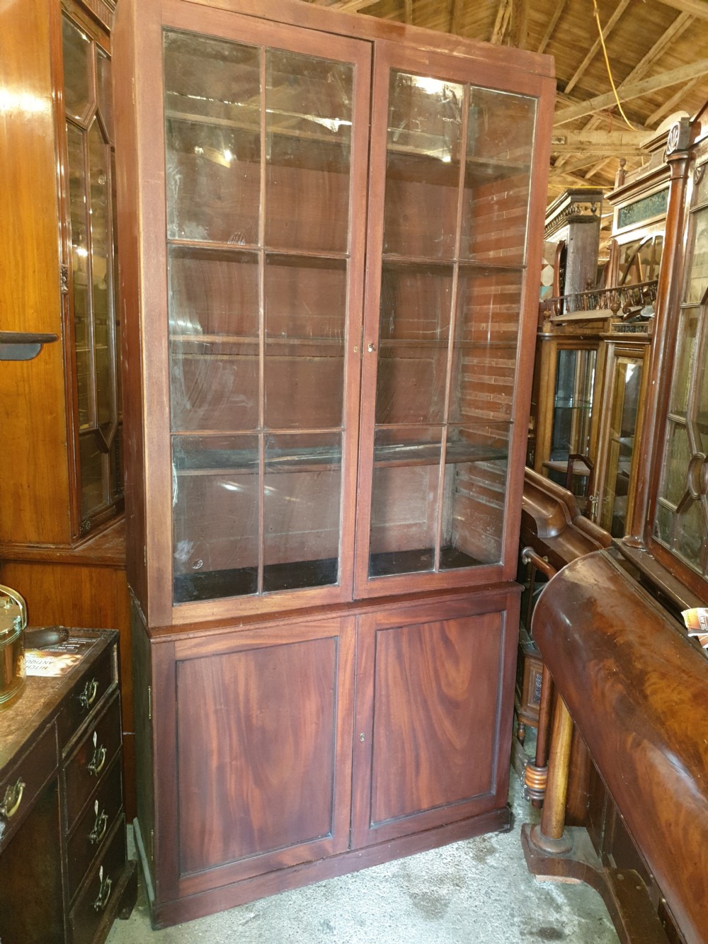Late 18th century mahogany bookcase cabinet.  View IV