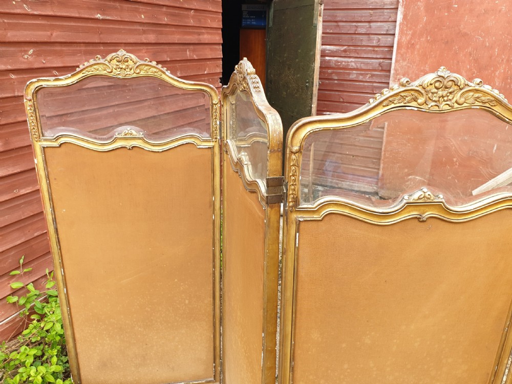 Late 19th century gilt frame 4 fold screen. View V