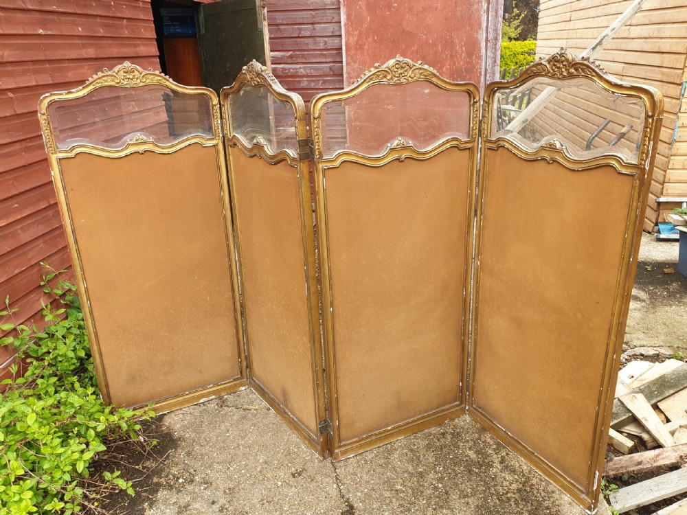 Late 19th century gilt frame 4 fold screen. View VII