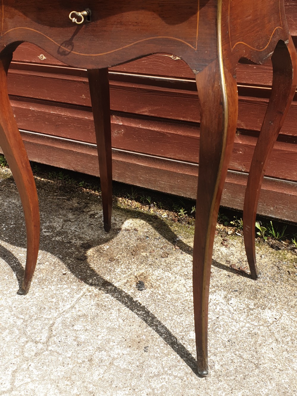 Late 19th century inlaid rosewood side table with lift up lid. View II