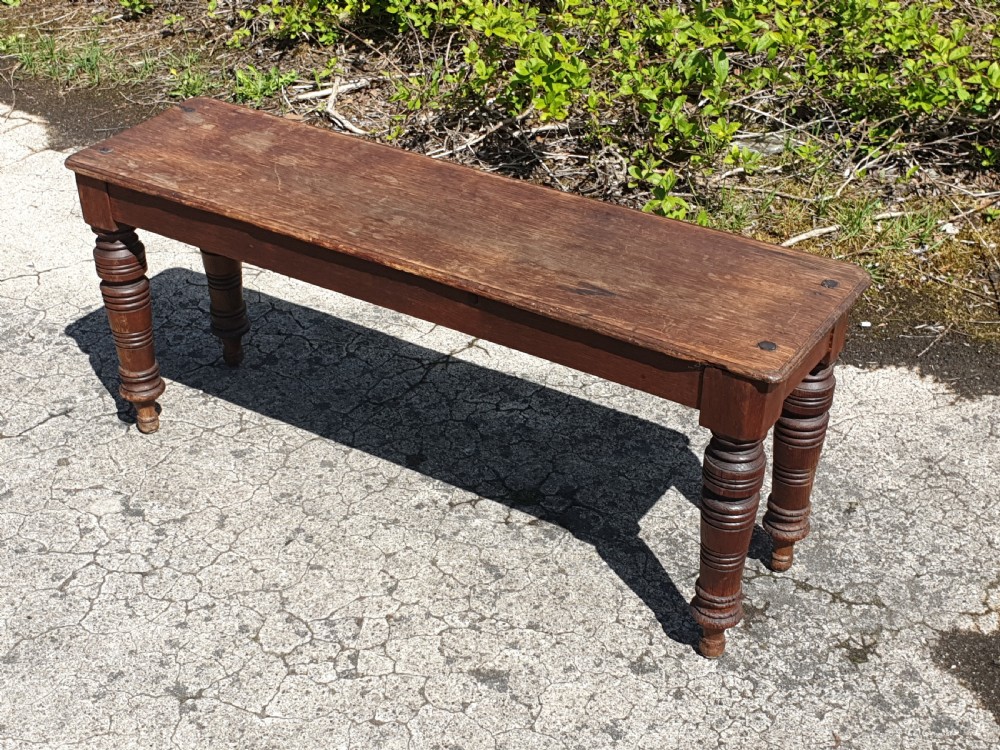 Late Victorian oak hall bench