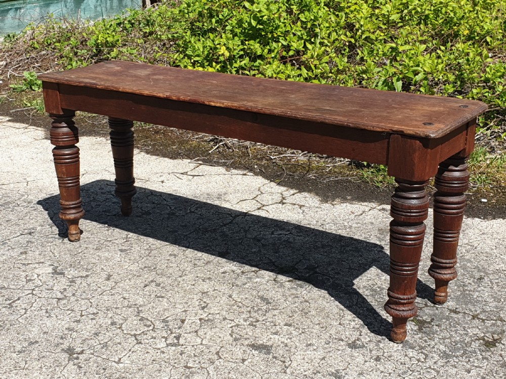 Late Victorian oak hall bench View II