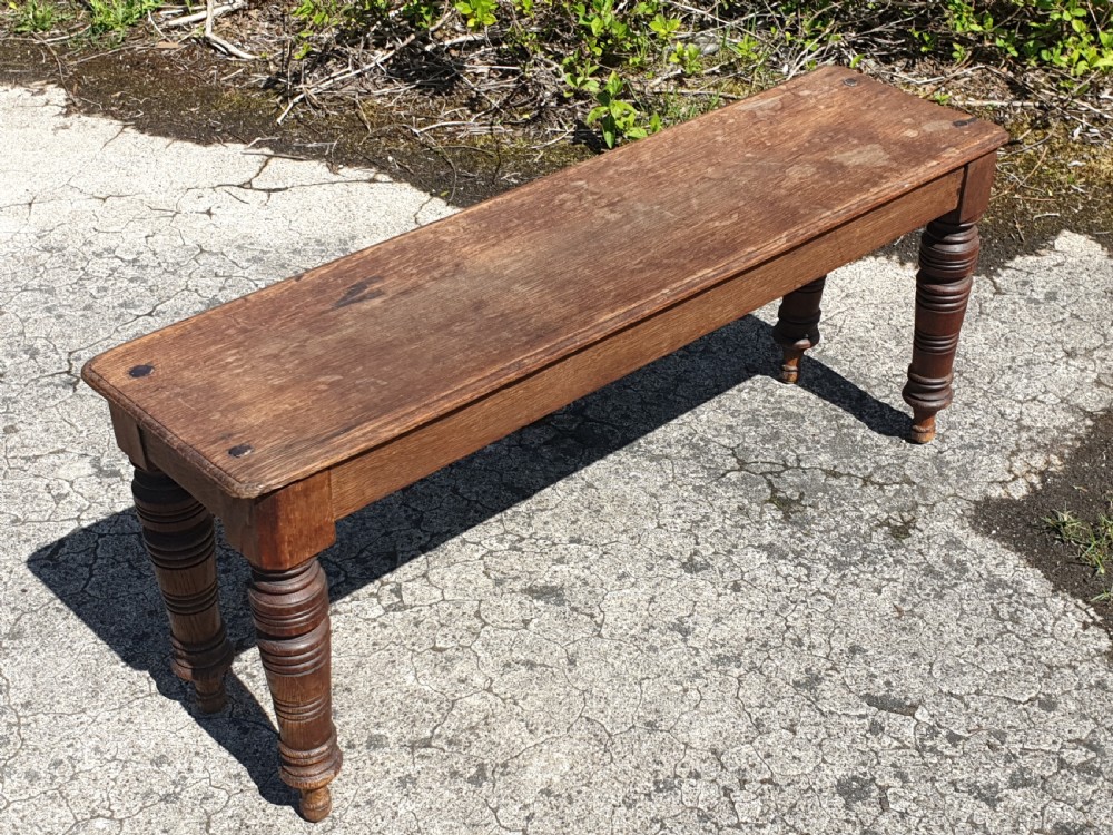 Late Victorian oak hall bench View III