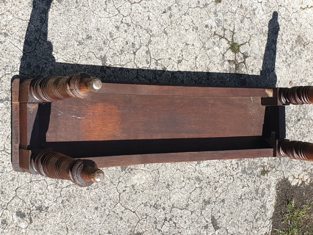 Late Victorian oak hall bench View IV