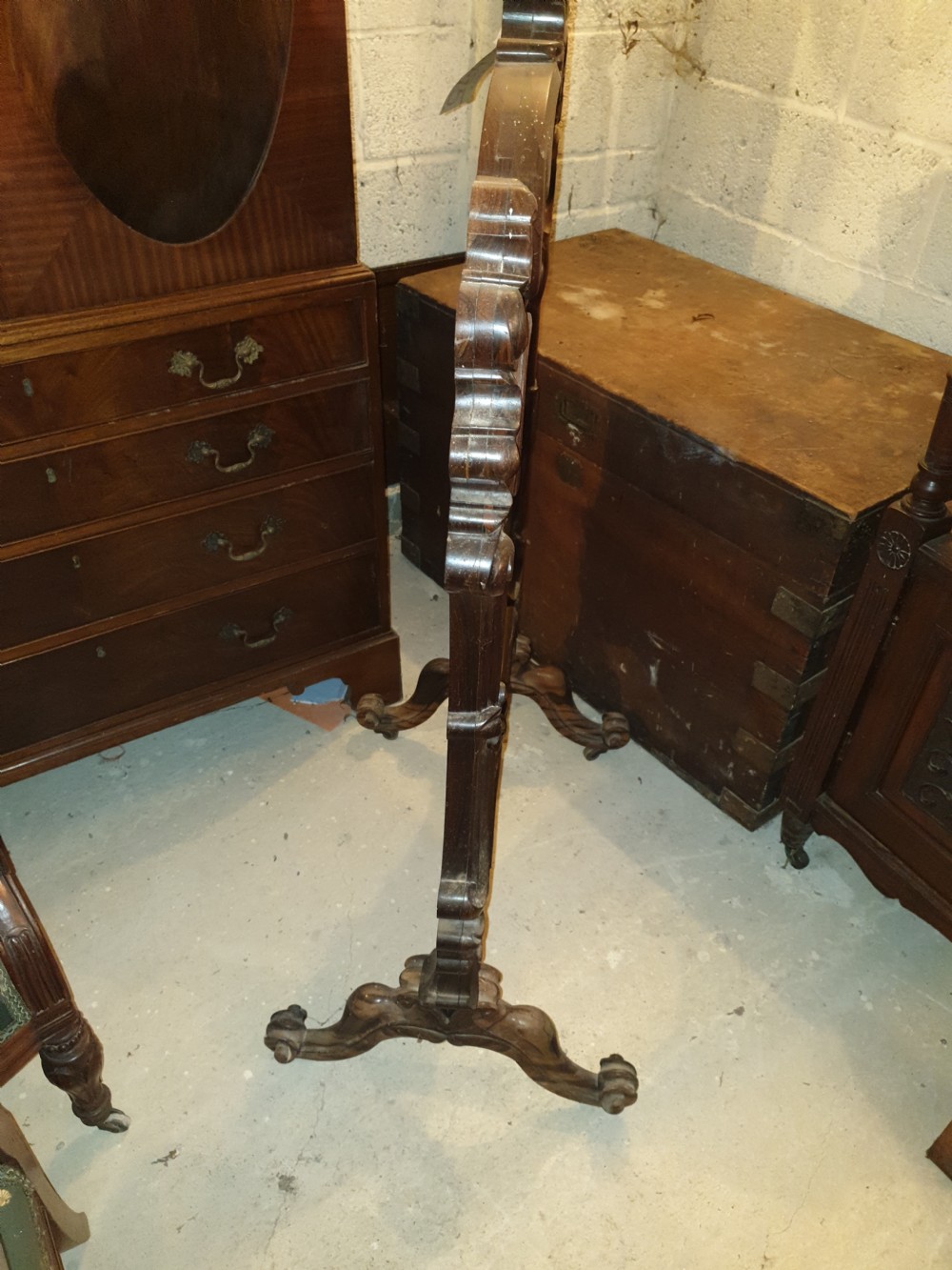 Good quality early Victorian carved rosewood screen.  View V