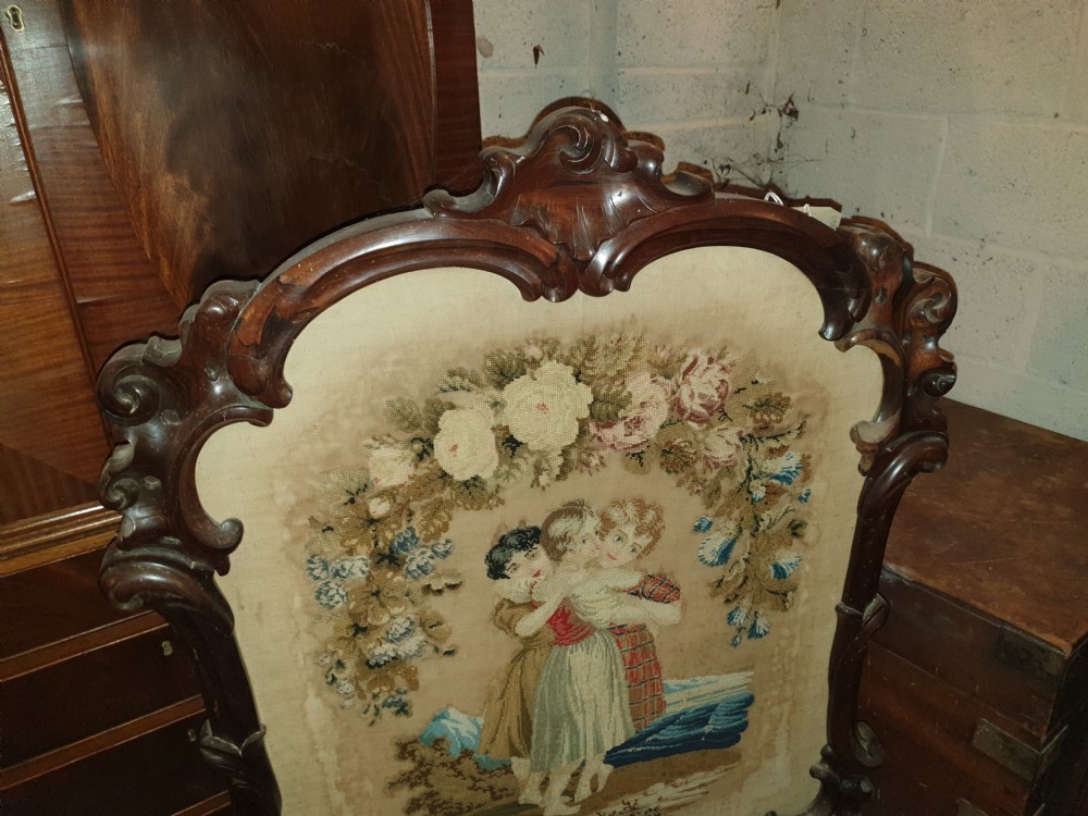 Good quality early Victorian carved rosewood screen.  View VI