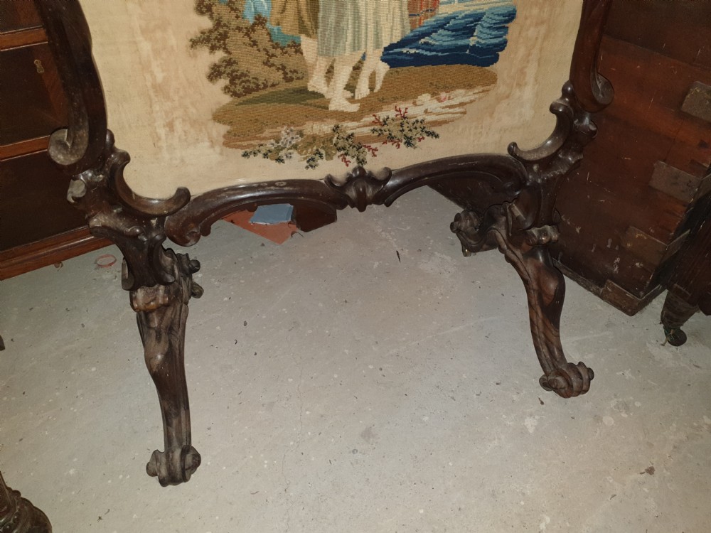 Good quality early Victorian carved rosewood screen.  View VII