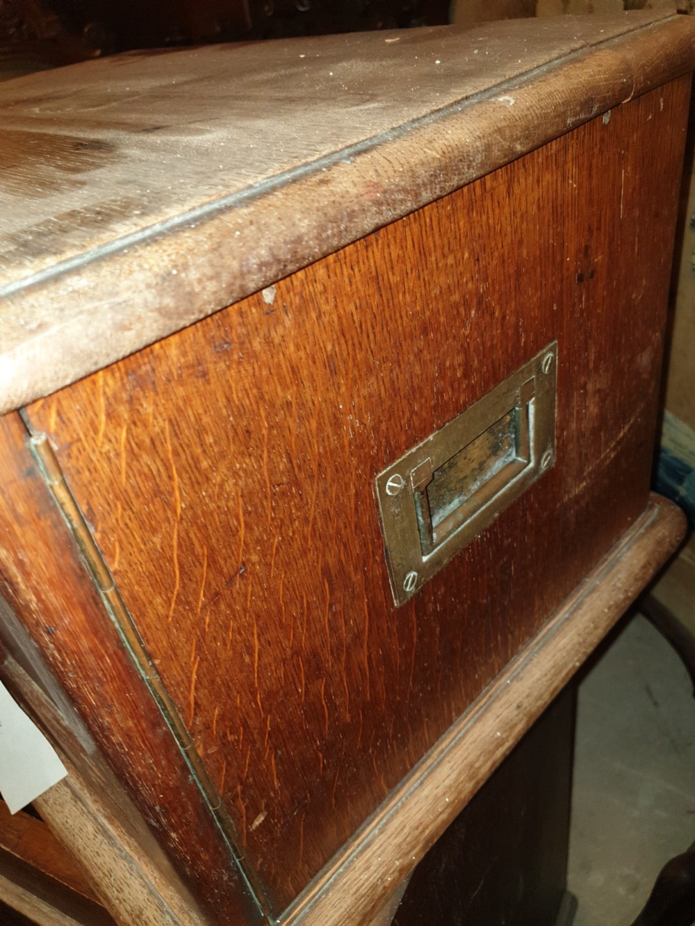 Inlaid oak 2 part dining room cabinet.  View IV