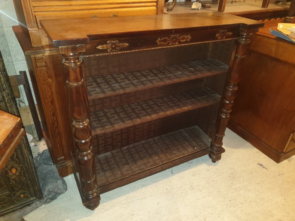 Mid 19th century mahogany open front bookcase  View II