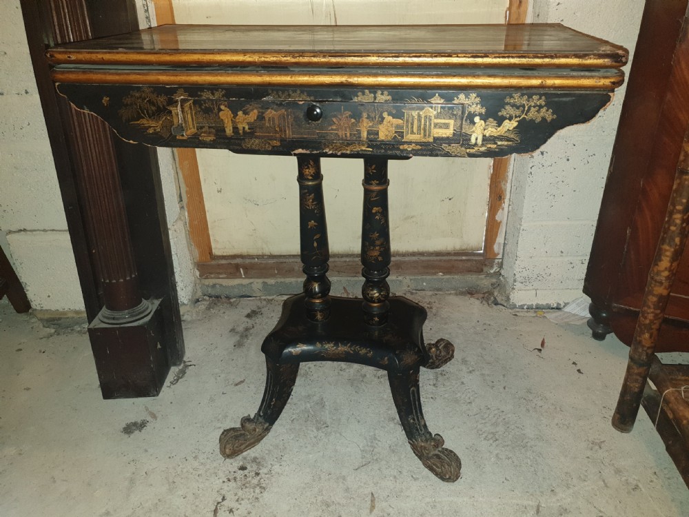 Oriental lacquered games table.