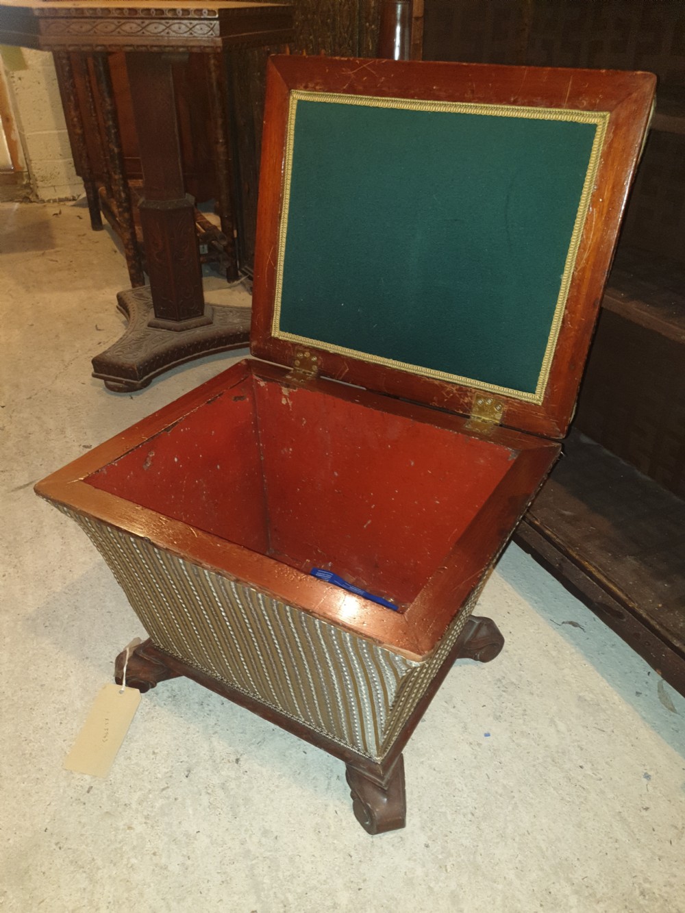 Early Victorian box seat ottoman stool. View II