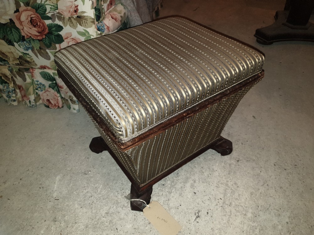 Early Victorian box seat ottoman stool. View IV