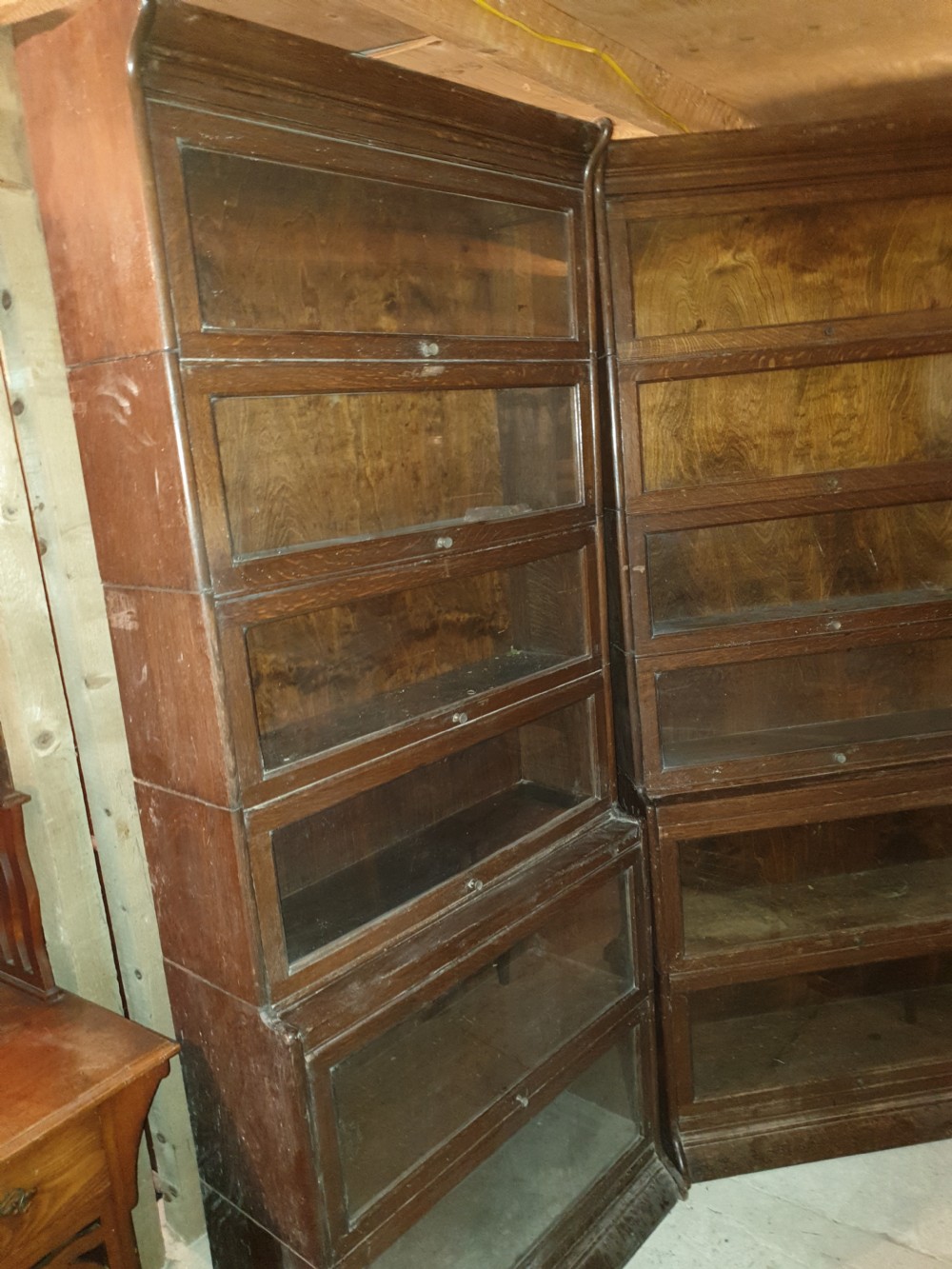 Pair of oak 6 tier Globe Wernicke style bookcases View IV