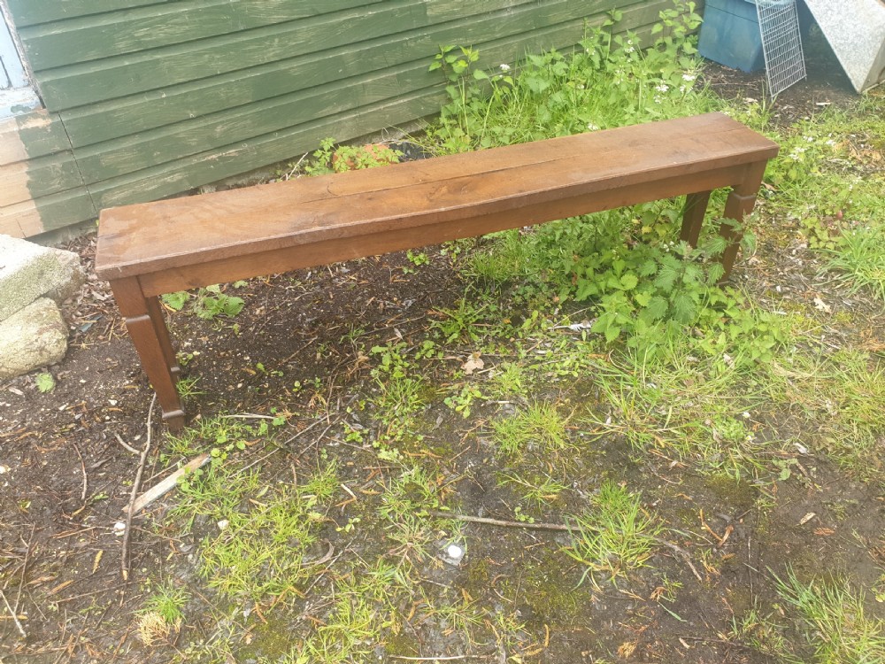 Edwardian long oak hall bench