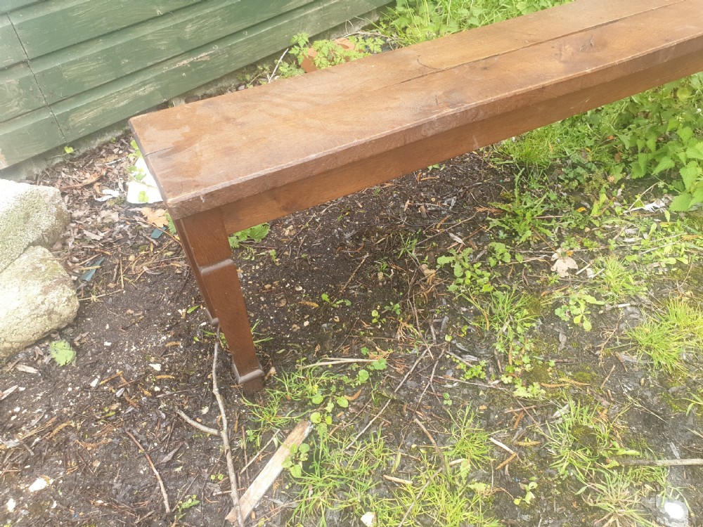 Edwardian long oak hall bench View II