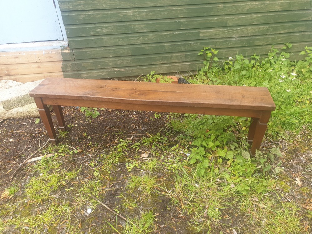 Edwardian long oak hall bench View III