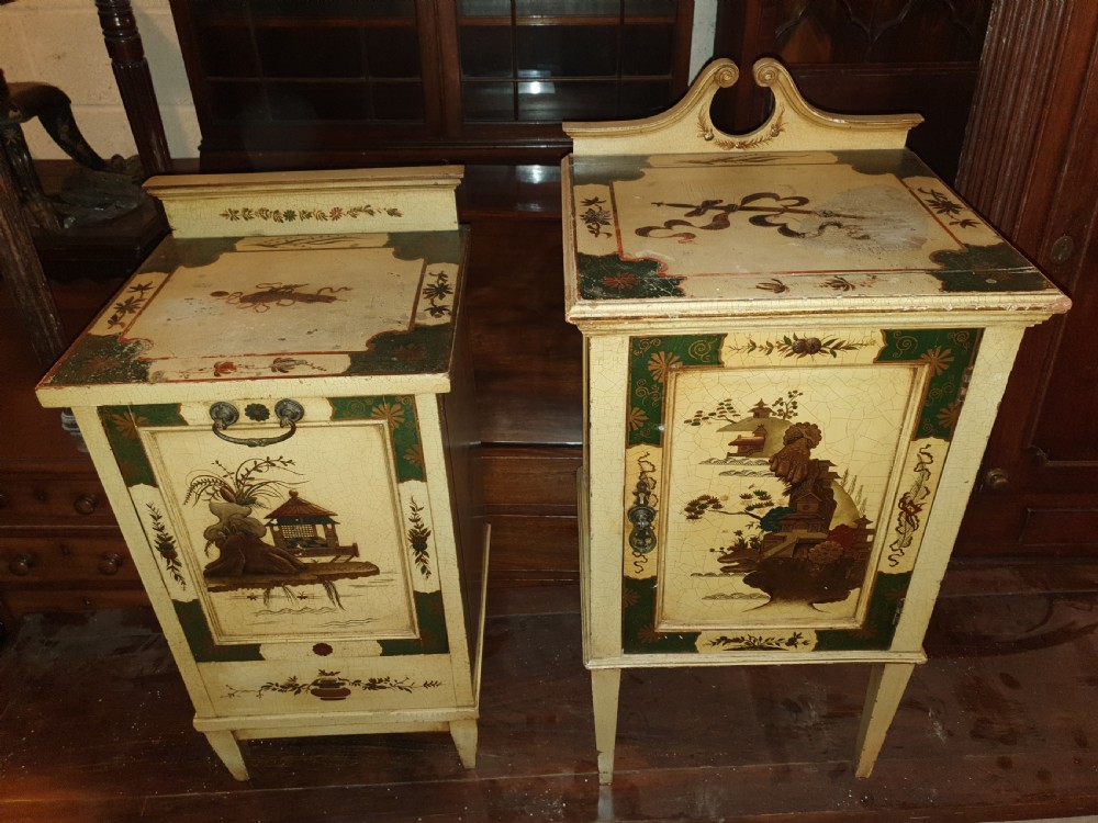 2 early 20th century cream lacquered cabinets.  View II