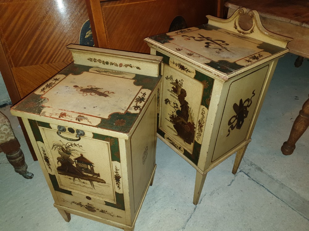 2 early 20th century cream lacquered cabinets.  View IV
