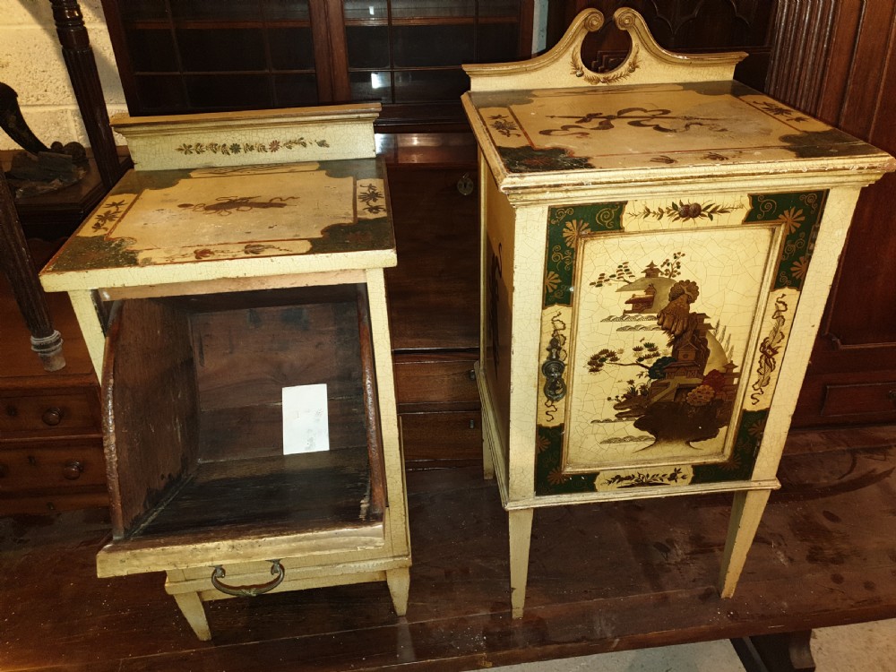 2 early 20th century cream lacquered cabinets.  View V