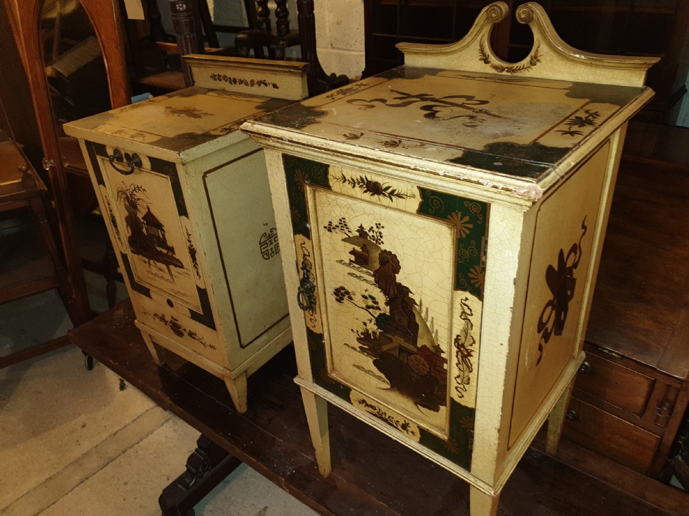 2 early 20th century cream lacquered cabinets.  View VI